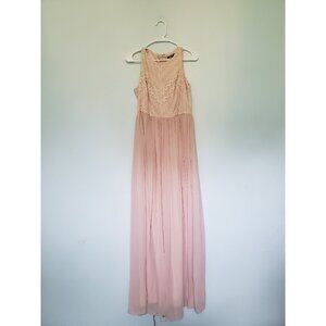 Gianni Bini Womens 4 Formal Dress Maxi Pink Sleeveless Sparkly Lacy Tulle Flowy